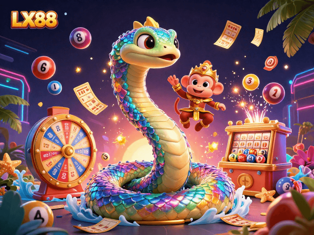 Win big at LX88 with games featuring rainbow serpent, lucky monkey, and lottery prizes.