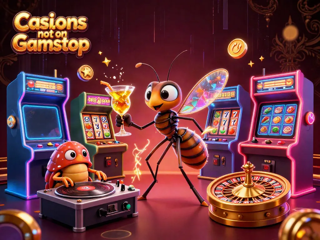 Engage in thrilling gaming at Casinos not on Gamstop featuring vibrant casino elements and unique characters.