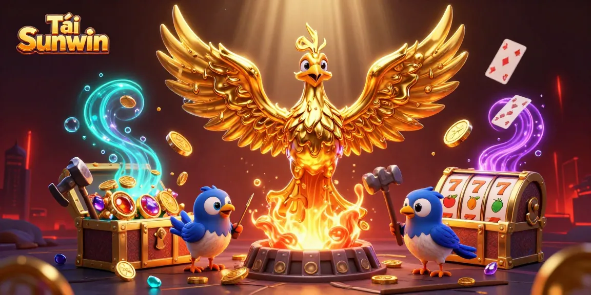 Tải Sunwin and claim your winnings with a 3D phoenix, depicting an exciting casino experience.