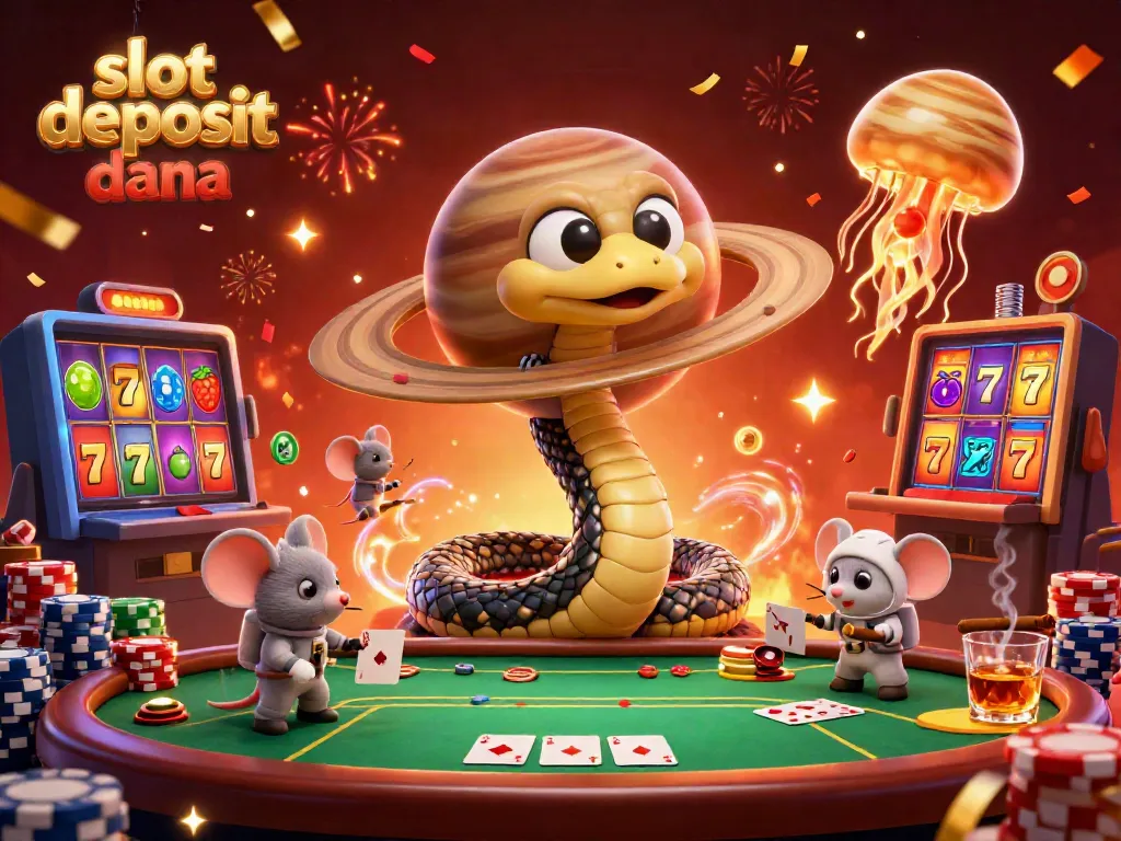 Experience exciting gameplay in the slot deposit dana universe with cartoon characters engaged in cosmic betting.