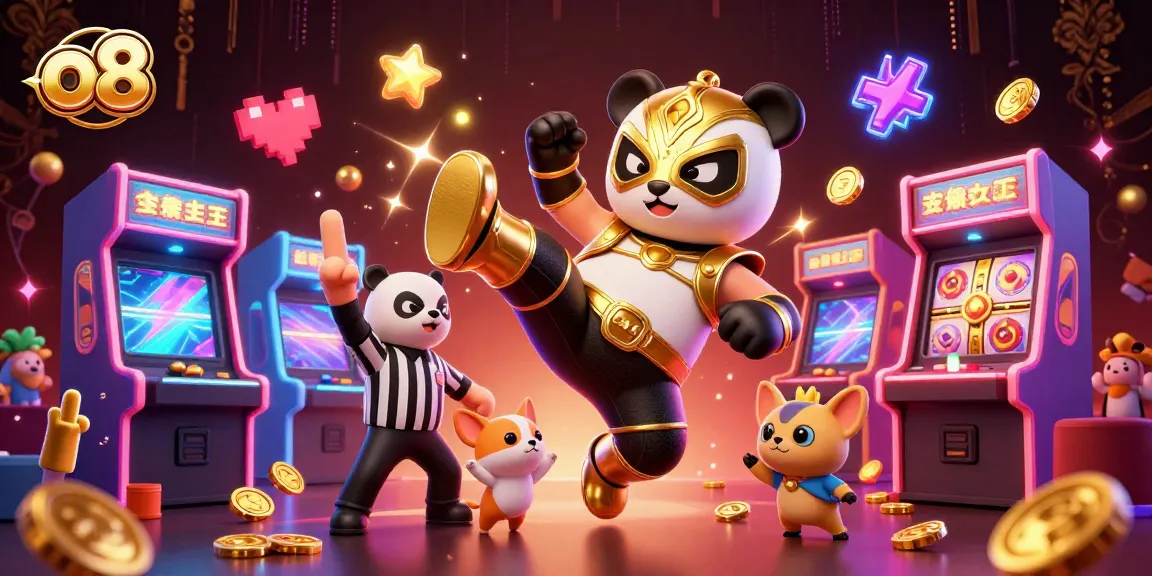 Experience the excitement at o8 with a lively casino scene featuring colorful games and characters.
