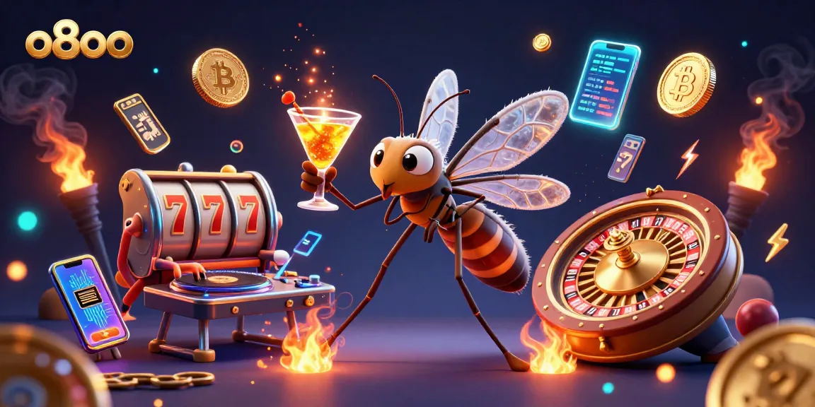 Engage with thrilling casino vibes at o8oo featuring a 3D mosquito mascot and dynamic game elements.
