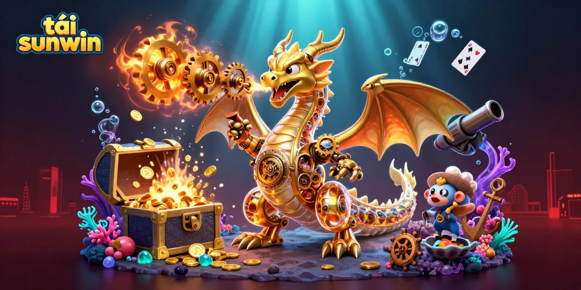 Experience the thrill of tải sunwin with a vibrant 3D dragon scene showcasing casino treasures and underwater adventure.