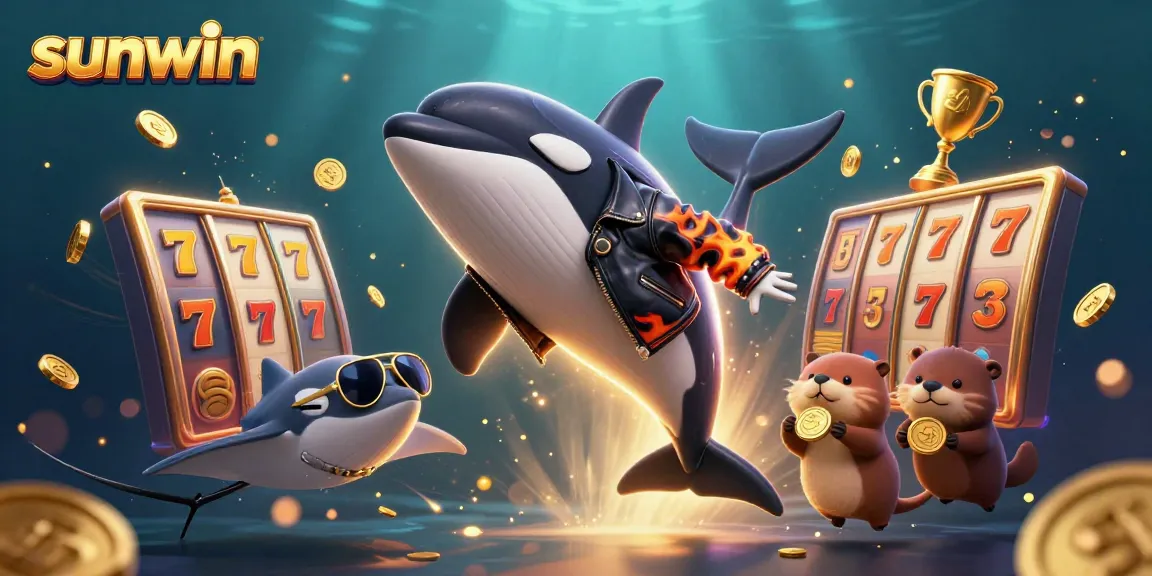Win big with sunwin in a fun underwater casino adventure featuring an orca whale, stingray, and otters.
